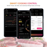 Wireless Smart Meat Thermometer with Dual-Sensor Probe, 500FT Remote Monitoring, Dedicated App, Real-Time Ambient and Food Temperature Tracking for Precise Cooking Control Dewjom