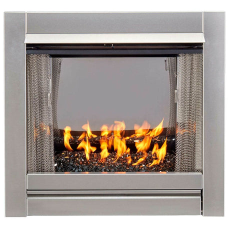 Duluth Forge Ventless Stainless Outdoor Gas Fireplace Insert with Reflective Black Glass Media - 24,000 BTU, Manual Control - Model# DF450SS-G-RBLK Duluth Forge