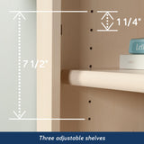 Sauder Harbor View Library/Book Shelf, L: 27.21" x W: 17.48" x H: 72.24", Antiqued White finish Sauder