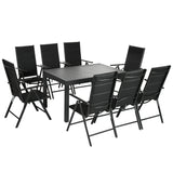 Outsunny 9-Piece Patio Dining Set for 8, Outdoor Aluminum Frames Dining Furniture Set with Expandable Table, Adjustable High Back Portable Chairs and Mesh Fabric Seats, Black Outsunny