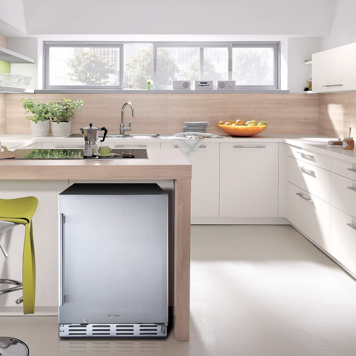 Kalamera Beverage Refrigerator, 24 inch Under Counter Beverage Cooler for 154 Cans w/ 32-41℉ Temperature Range, Beer Fridge with Stainless Steel Door Kalamera