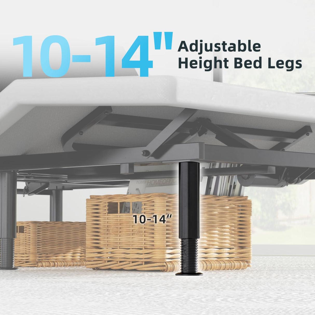 King Adjustable Bed Base Frame, Wireless Remote, Dual USB Ports,Ergonomic Upholstered Bed Frame, Lift Motor, Under Bed Lighting, Independent Head and Foot Tilt Yiree