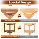 IBosins Corner Shower Stool Shower Foot Rest for Shaving Legs Small Shower Bench for Inside Shower to Sit on Bath Stool with Storage Shelf Shower Accesories (Acacia Wood) IBosins