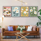 Paint by Numbers for Adults Beginners-4-Pack DIY Flowers Adult Paint by Number Kits Painting on Canvas, Flower Painting by Numbers, Craft Kits for Adults Home Wall Art Decor 10x14 Inch Axquilon