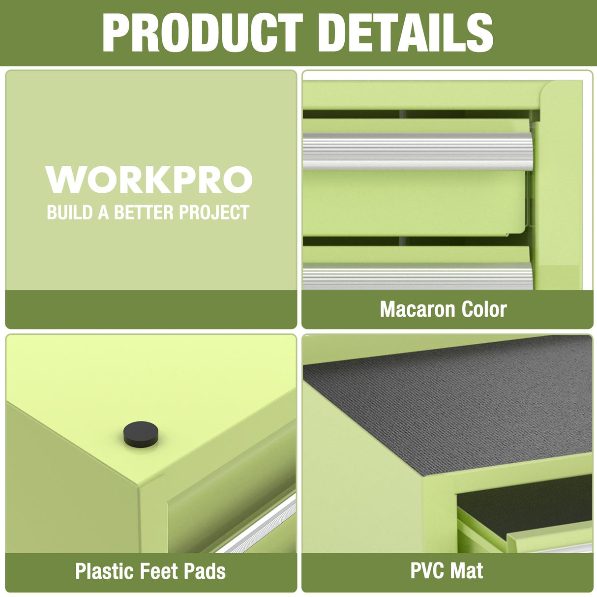 WORKPRO 12.5" Mini Tool Box with 2 Drawers & 1 Open Top Storage, Small Metal Tool Chest with PVC Liners & PP Feet Pads, Cold Rolled Steel Toolbox with Drawer Liners & Magnetic Tabs WORKPRO