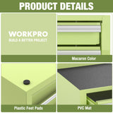 WORKPRO 12.5" Mini Tool Box with 2 Drawers & 1 Open Top Storage, Small Metal Tool Chest with PVC Liners & PP Feet Pads, Cold Rolled Steel Toolbox with Drawer Liners & Magnetic Tabs WORKPRO