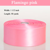 YASEO 1 1/2 Inch Flamingo Pink Solid Satin Ribbon, 50 Yards Craft Fabric Ribbon for Gift Wrapping Floral Bouquets Wedding Party Decoration YASEO