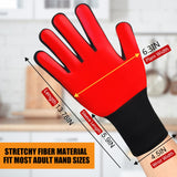 FITFIV BBQ Gloves 1472°F Heat Resistant Gloves, Silicone Non-Slip Kitchen Oven Mitts, Suitable for Grilling, Baking, Cooking, Outdoor Camping (Red) FITFIV