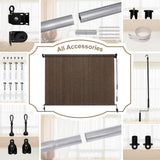 Amagenix Outdoor Roller Shades, 220GSM HDPE Exterior Cordless Patio Shades Roll Up Outdoor Blinds for Porch Gazebo 8'(W) x 6'(H), Spliced of Two Sections, Mocha Amagenix