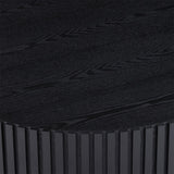 LKTART 31.49'' Matt Black Coffee Table Modern Nesting Round Wood Handcrafted Relief Tea Table with Sturdy Pedestal for Apartment Living Room LKTART