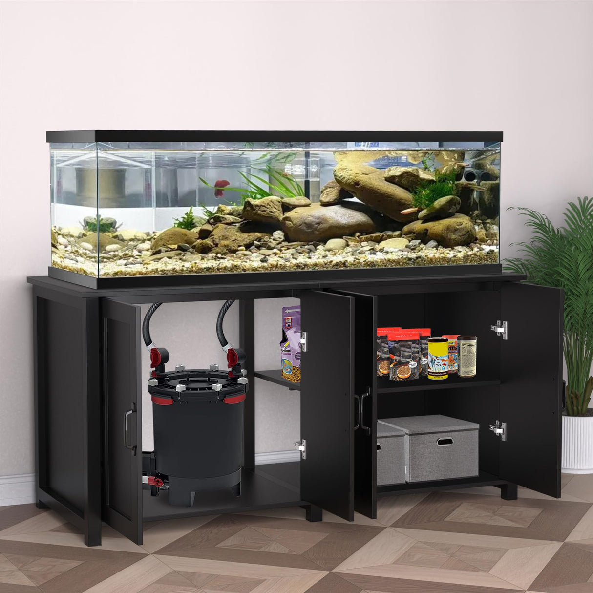 GDLF 100-150 Gallon Fish Tank Stand, 120 Gallon Tank Stand with 60"*24" Tabletop Fits 100/120/150 Gallon Aquariums,2200LBS Capacity Heavy Duty (Stand Only) GDLF