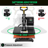 Slendor Heat Press Machine for T Shirts 12x10 Inch Digital T Shirt Pressing Machine 360-Degree Swing Away Heat Transfer Sublimation with Two Teflon Sheets Slendor