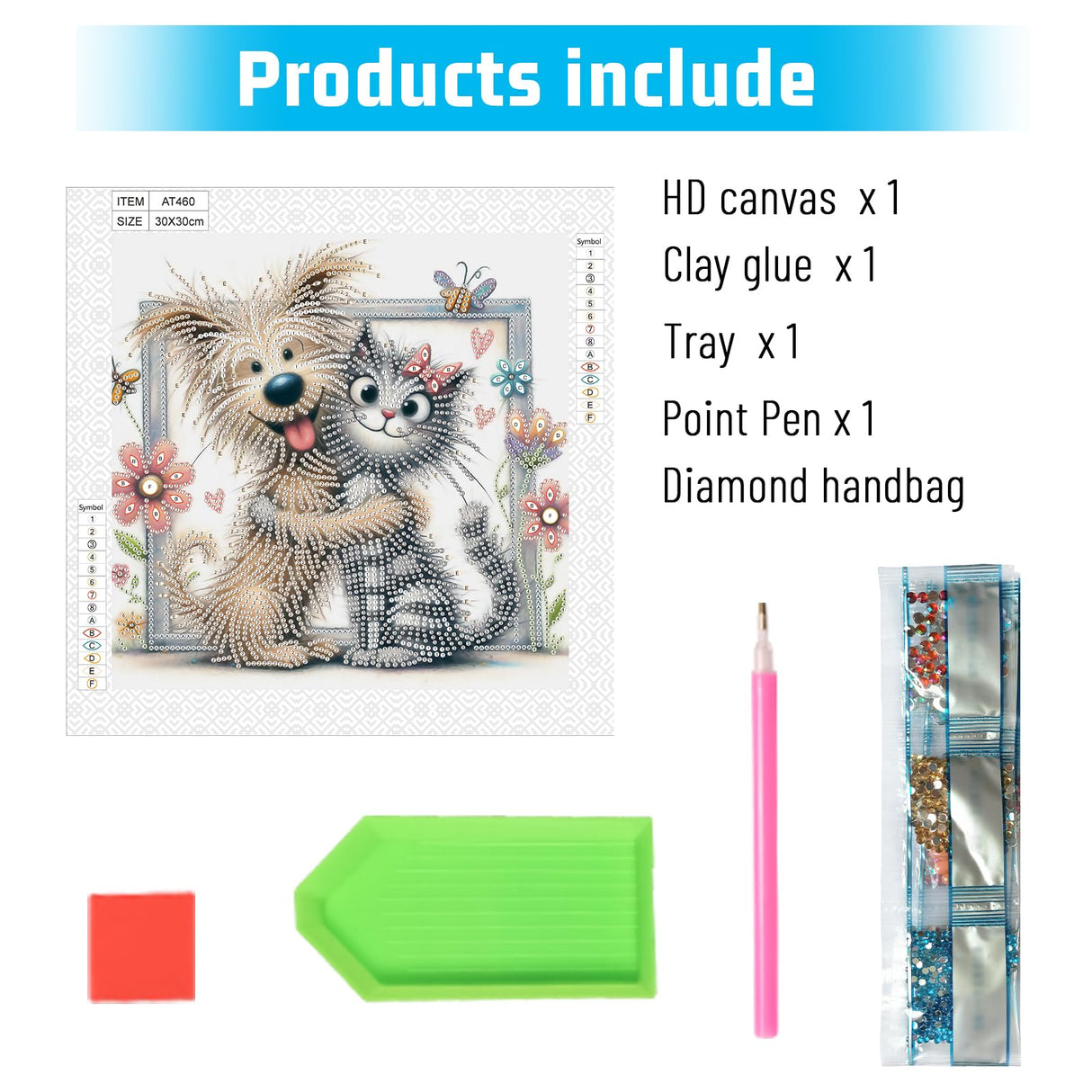 AiYuanzsh Cat and Dog Diamond Art Painting Kits for Adults, 5D Special Shape Diamond Art Kits for Beginners, Crystal Rhinestones Diamond Art Painting for Home Wall Decoration Gift 12×12 inch AiYuanzsh