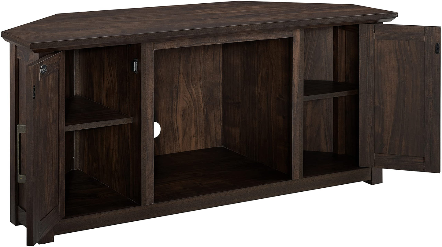 Crosley Furniture Camden Corner Fireplace TV Stand for 50+ inch TVs, Entertainment Center with Storage Shelves, Dark Walnut