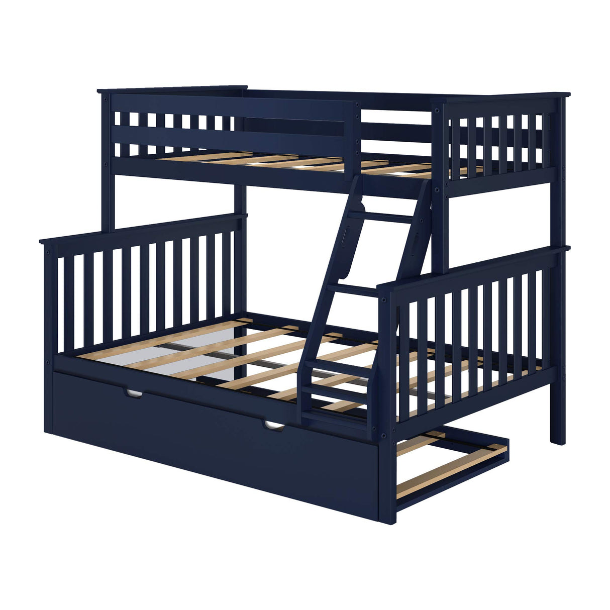 Max & Lily Twin-Over-Full Bunk Bed Frame with Trundle in Blue Max & Lily