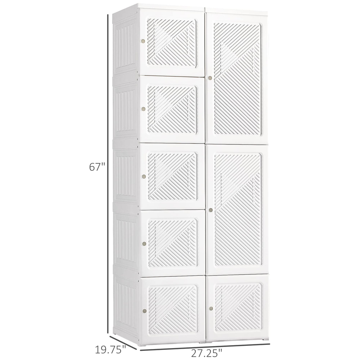 HOMCOM Portable Wardrobe Closet, Folding Bedroom Armoire, Clothes Storage Organizer with 6 Cube Compartments, 1 Hanging Rods, 8 Magnet Doors, White HOMCOM