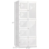 HOMCOM Portable Wardrobe Closet, Folding Bedroom Armoire, Clothes Storage Organizer with 6 Cube Compartments, 1 Hanging Rods, 8 Magnet Doors, White HOMCOM