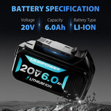 LILEIPOWER 2Pack 20V 6.0Ah Battery Replacement for Dewalt 20V Max Battery and DCB102 Charger Combo Compatible with Flexvolt 20V/60V Battery DCB206 DCD/DCF/DCG/DCS Cordless Power Tools LILEIPOWER