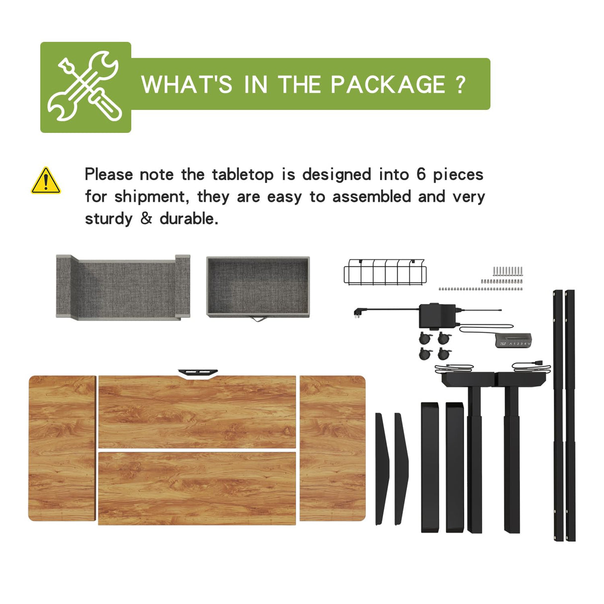 Radlove Dual Motors Height Adjustable 63 x 30'' Electric Standing Desk with Drawer Stand Up Table 4 Memory Keys, Computer Desk with Splice Board Home Office Desk, Brown Top + Black Frame Radlove