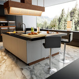 Homall Bar Stools Modern PU Leather Adjustable Swivel Barstools, Armless Hydraulic Kitchen Counter Bar Stool Extra Height Square Island Barstool with Back Set of 2 (Leather, Black) Homall