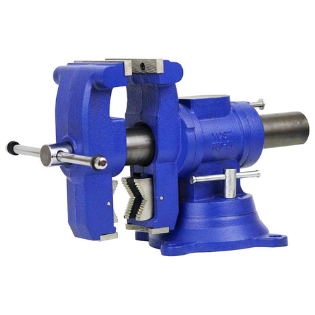 Yost Vises 750-DI Multi-Jaw Rotating Vise System | 2 in 1 Multipurpose Bench and Pipe Vise | Secure Grip with Swivel Base | Made with a Combination of Ductile Iron & Hardened Steel | Large, Blue Yost Tools