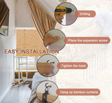 Bamboo Shades for Patio, Retro Bamboo Blinds, Outdoor Roll-Up Shade with Lift, Porch Privacy Translucent Roller Blinds, Waterproof Anti-UV Breathable Reed Curtains, Easy to Install Yhzeokm