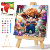 xcemhil Framed Paint by Numbers Kit for Kids and Adults, Paint by Numbers for Adults Cow, Cute Cow Kids Paint by Number Kits for Gifts and Home Decor 10x10in xcemhil