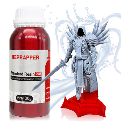 RepRapper Gray 3D Printer Resin, 405nm Fast UV-Curing Standard Resin, 3D Printing Resin Photopolymer Resin for LCD Printer, Grey 500g