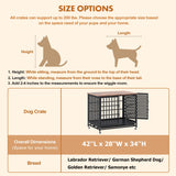 Indestructible Dog Crate, BOINN 42 inch Heavy Duty Extra Large Dog Crate Furniture for Large Medium Dog with Removable Trays, 3 Door, 4 Lockable Wheels & 5 Locks, XL Dog Kennel Furniture Indoor BOINN