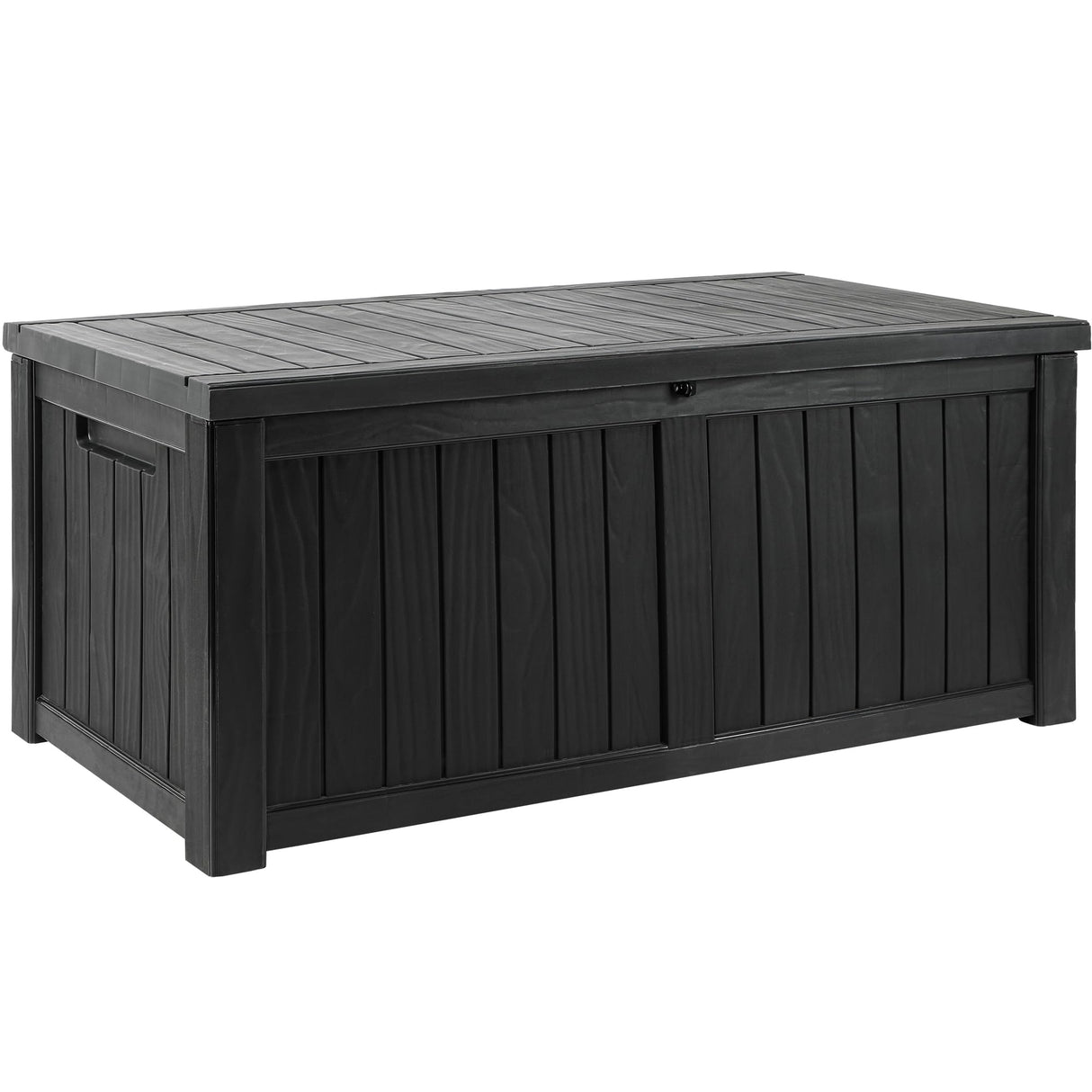 DWVO 120 Gallon Large Deck Box, Outdoor Lockable Storage Bin for Gardening Tools, Pool floats, Patio Cushions, Waterproof and UV Resistant Resin (Black) DWVO