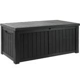 DWVO 120 Gallon Large Deck Box, Outdoor Lockable Storage Bin for Gardening Tools, Pool floats, Patio Cushions, Waterproof and UV Resistant Resin (Black) DWVO