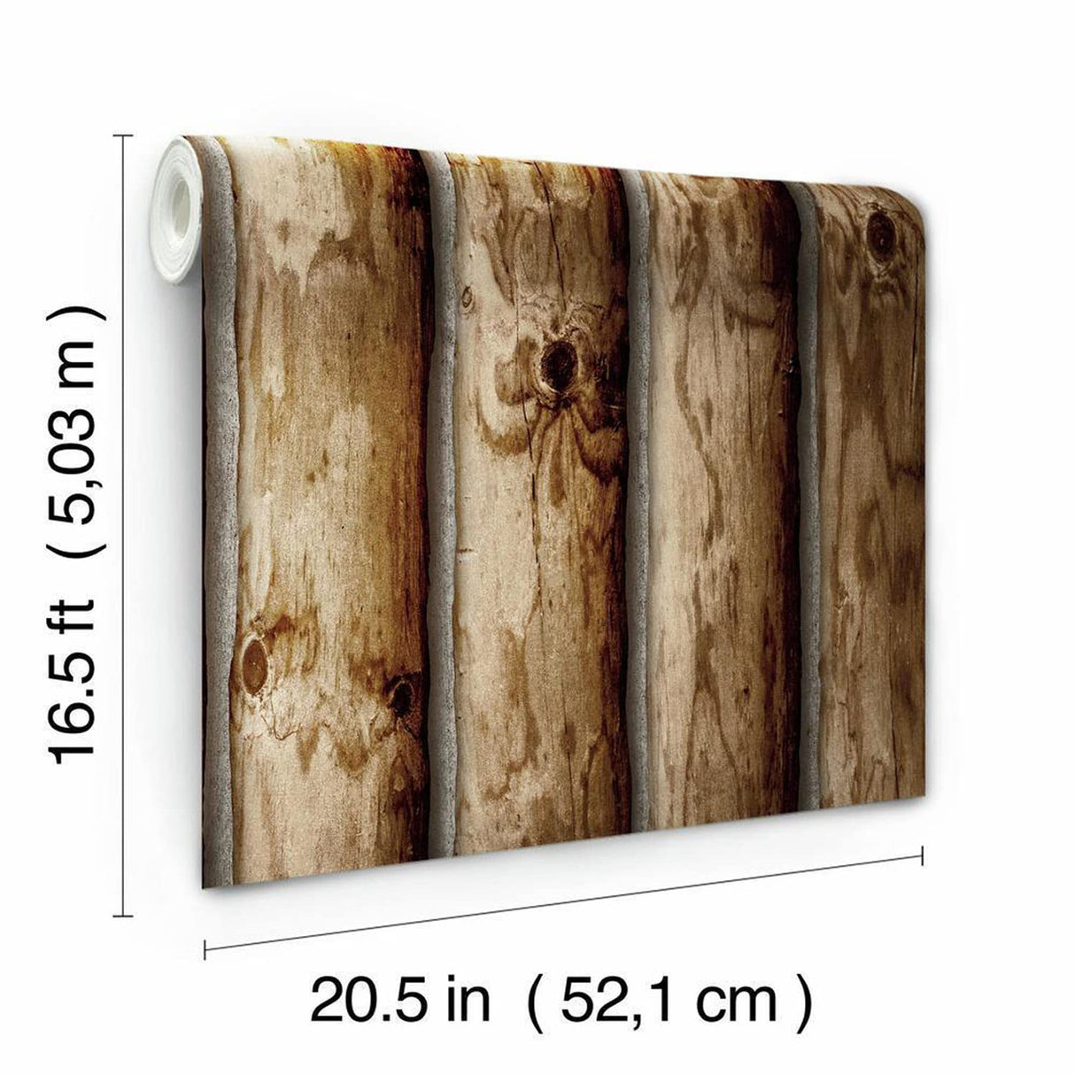 RoomMates RMK11308WP Brown Cabin Logs Peel and Stick Wallpaper RoomMates