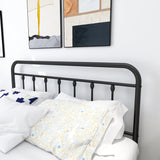 DUMEE Textured Black Metal Queen Bed Frame with Vintage Headboard & Footboard, No Box Spring Needed DUMEE