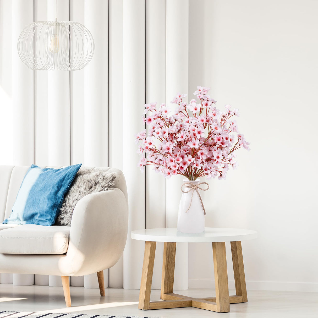 Sggvecsy Artificial Cherry Blossom Flowers 4 Pcs Faux Cherry Blossom Stems Faux Silk Cherry Blossom Branches 15.7’’ Fake Peach Flowers for Vase Arrangements Home Wedding Table Decor (Pink) Sggvecsy