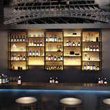 SEIFE Suspended metal display shelf ，living room liquor cabinet for wall，metal bar shelves with led light，liquor wall shelf with wine glass rack，Living room, bar, kitchen, restaurant(150cm/59in) SEIFE