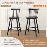 LUE BONA Upgraded Windsor Wooden Black Bar Stools Set of 4, 24 Inch Counter Height Barstools with Spindle Back/Bigger Seat for Kitchen Island LUE BONA
