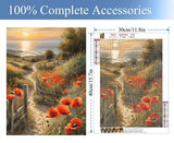 JFYHAB Diamond Painting Kits for Adults-Flowers Diamond Art Kits for Adults,5D Diamond Painting Floral,DIY Country Road Full Drill Diamond Painting Sunset Gem Art and Crafts 12x16inch JFYHAB