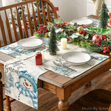 Artoid Mode Xmas Trees Let It Snow Blue Snowman Christmas Placemats Set of 4, 12x18 Inch Winter Table Mats for Party Kitchen Dining Decoration Artoid Mode