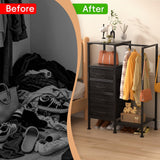 VERONLY Dresser with Hanging Rack, 4 Drawers Small Closet for Bedroom, Reversible Fabric Kids Chest of Drawers with Clothes Rack, Tall Storage Tower, Sturdy Frame, Black, 44''H VERONLY