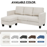 YESHOMY Convertible Sectional 3 L-Shaped Couch Soft Seat with Modern Linen Fabric, Small Space Sofas for Living Room, Apartment and Office, 70'', White YESHOMY