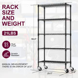 Homtura 5 Tier Wire Shelving with Wheels Casters, 750 lbs Heavy Duty Storage Shelves Metal Shelving, Rolling Adjustable Shelving Unit Wire Rack for Kitchen, Garage, Pantry 14" D x 30" W x 60" H Homtura