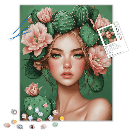 ARNLRDYA Cactus Flowers Paint by Numbers for Adults, Girl Fashion Funny Paint by Number Kits, Floral Beautiful Acrylic Painting for Home Decor Without Frame(16inch×20inch) ARNLRDYA