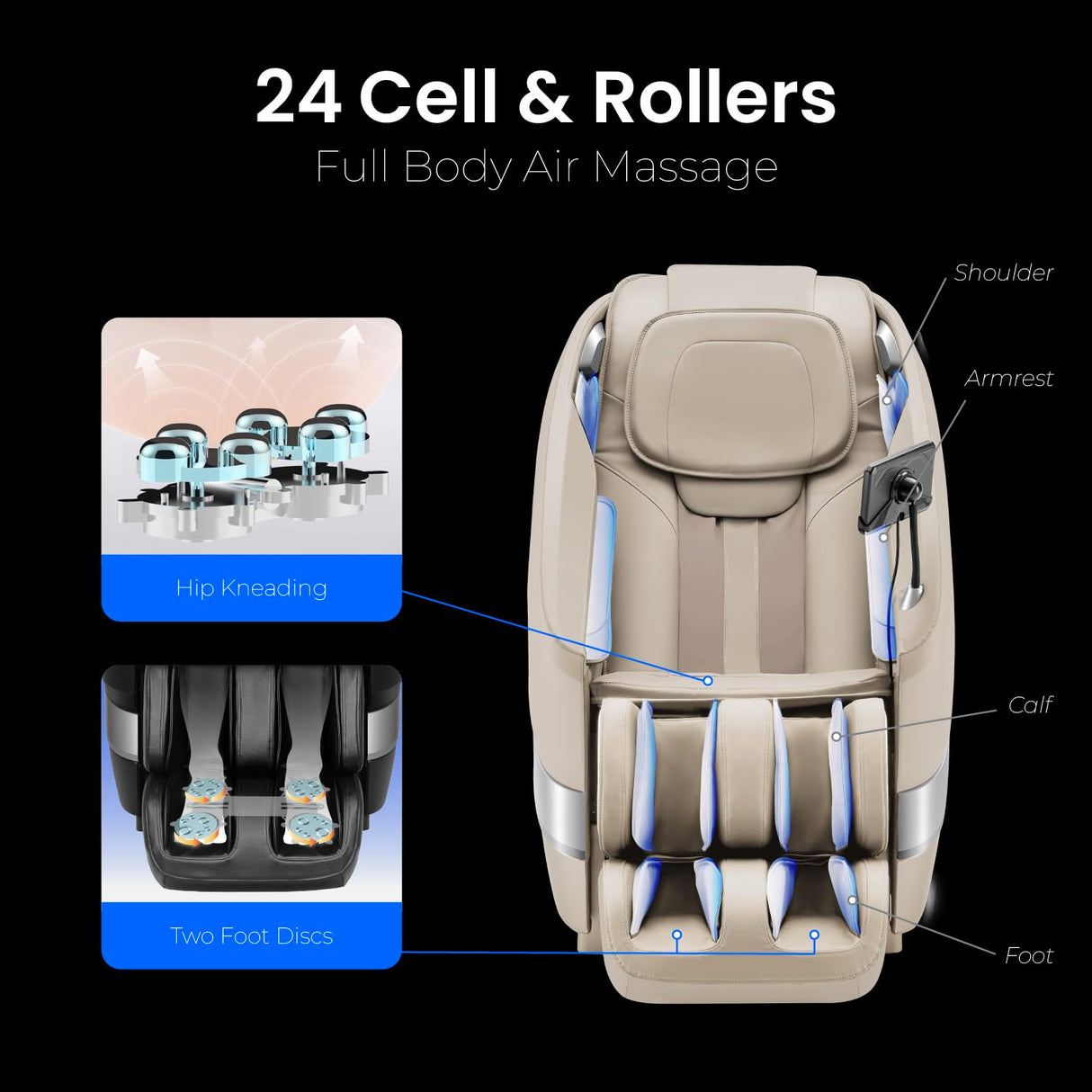 Titan Axiom LE l Dual Massage Mechanism l Full Body Massage Chair l Intelligent Voice Control l 45°C Heating Therapy l Zero Gravity Reclining l Space Saving l Bluetooth Speakers (Taupe) Titan