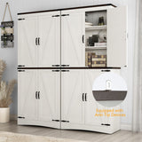Hlivelood 71in Farmhouse Tall Storage Cabinet with Adjustable Shelves and Barn Doors in White Hlivelood