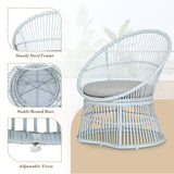 Athena Collection Outdoor Patio Furniture Set Wicker Bistro Set, 3 Piece Conversation Set All-Weather PE Rattan Chairs with Seat Cushions & Glass Table for Porch, Backyard, Beige Athena Collection