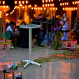 BTEXPERT Aluminum Indoor Outdoor 23.75" Round Restaurant Bar Height 45" Table flip top, Patio Stainless Steel Silver Furniture 25.75" Base BTEXPERT