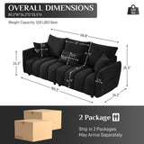 Wrofly Teddy Cloud Sofa Couch, Modern Deep Seat Boucle Sofa, 80.2" Comfy Upholstered Sherpa 3 Seater Couch with 3 Pillows, Oversized Loveseat for Living Room Apartment Office, Black Wrofly