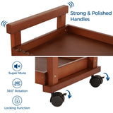 VISWIN 37" H Art Cart Storage Organizer 3-Tier, Solid Beech Wood Rolling Utility Cart with Caster Wheels, Multifunctional Art Supplies Craft Cart Organizer, Trolley for Studio, Classroom, Kitchen VISWIN