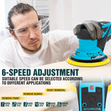 Autolock Electric Random Orbital Sander, 350W brushless motor with 5&6-inch pads, 4000-10000RPM Electric Palm Sander for Woodworking, Sanding and Polishing (Blue) Autolock