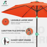 JEAREY 7.5FT Patio Umbrella Market Table Umbrella with 6 Sturdy Ribs, Push Button Tilt/Crank Outdoor Umbrella for Garden, Deck, Backyard, Pool and Beach,Orange JEAREY